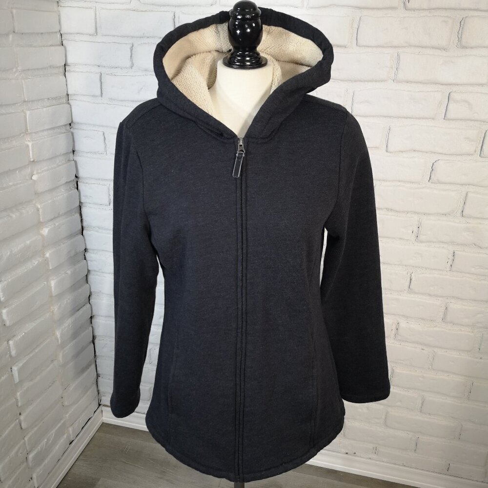 Lady Hathaway Ladies Size XL Dark Grey Faux Sherpa Lined Full Zip Hooded Jacket